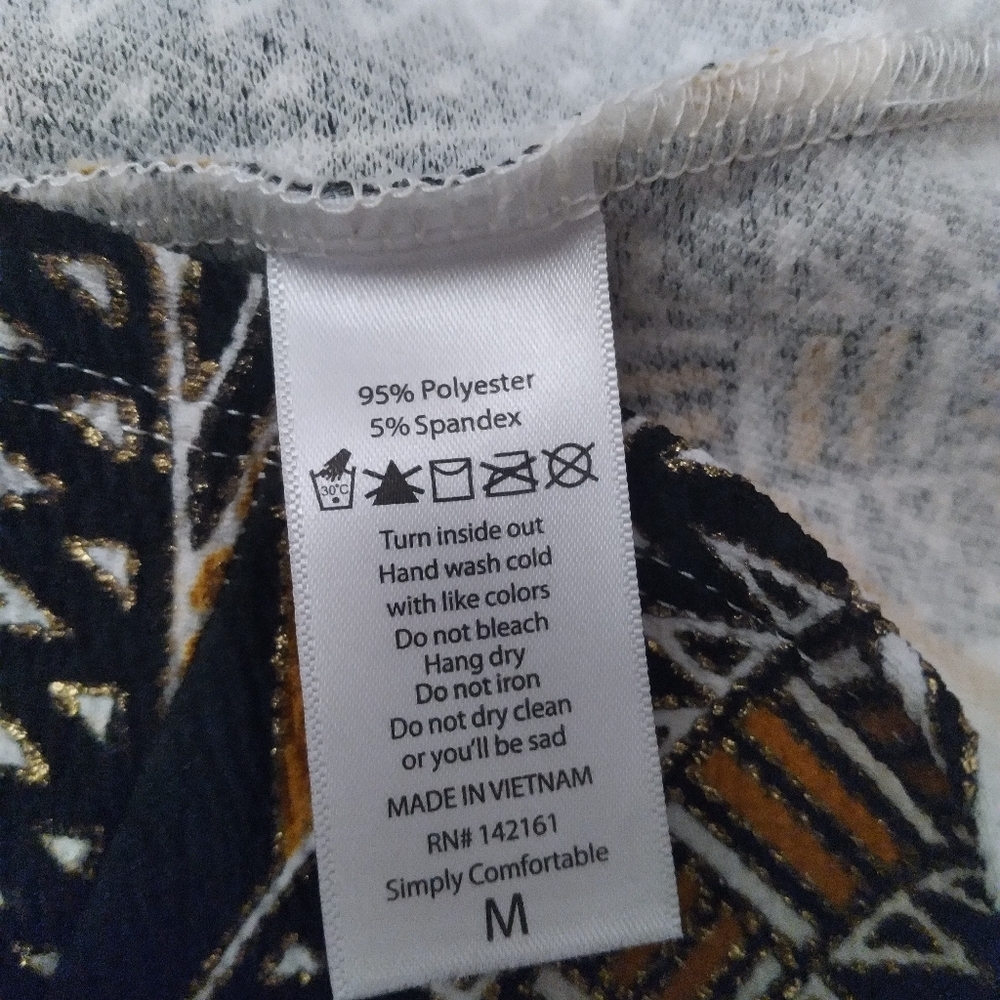 LuLaRoe Gold Label Debbie Geometric Print Dress  Black, White, Brown & Gold - Picture 7 of 11